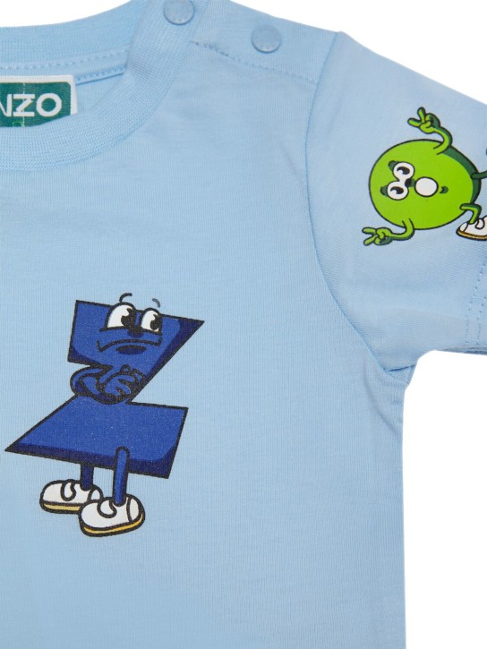 Kenzo Kids: 棉质平纹针织T恤 - 浅蓝色 - kids-boys_1 | Luisa Via Roma