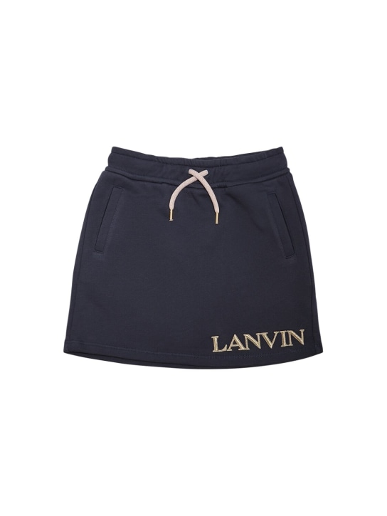 Lanvin: Falda de algodón orgánico - Azul Marino - kids-girls_0 | Luisa Via Roma