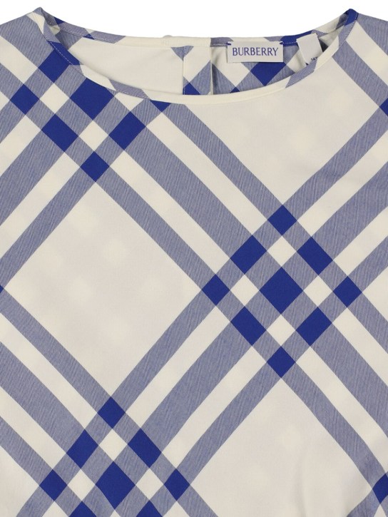 Burberry: Check print cotton shirt dress - White/Blue - kids-girls_1 | Luisa Via Roma