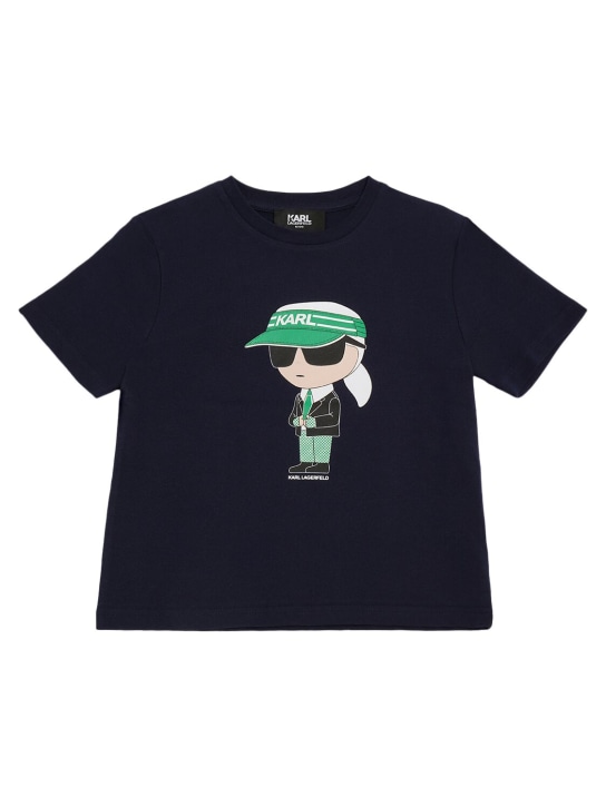 Karl Lagerfeld: 棉质平纹针织T恤 - 海军蓝 - kids-boys_0 | Luisa Via Roma
