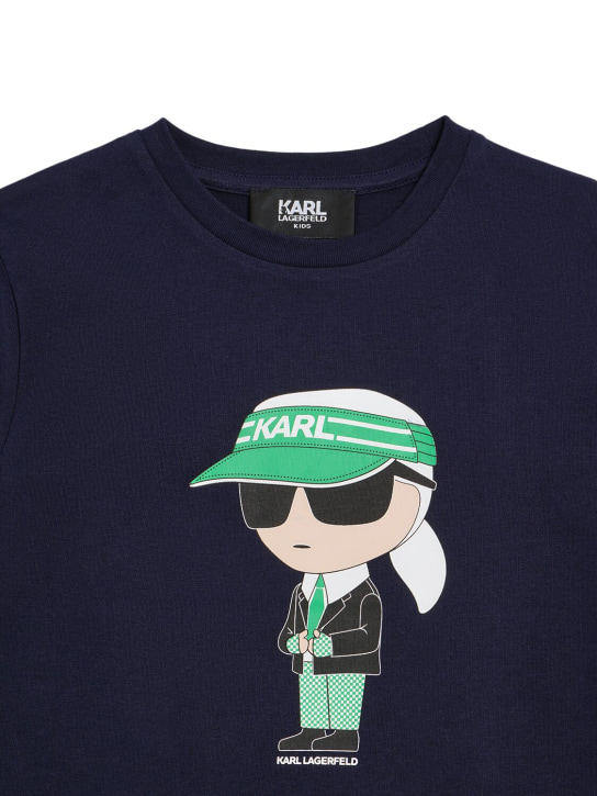 Karl Lagerfeld: 棉质平纹针织T恤 - 海军蓝 - kids-boys_1 | Luisa Via Roma