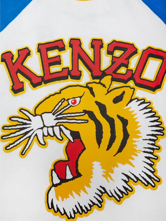 Kenzo Kids: T-shirt en jersey de coton - Blanc/Bleu - kids-boys_1 | Luisa Via Roma