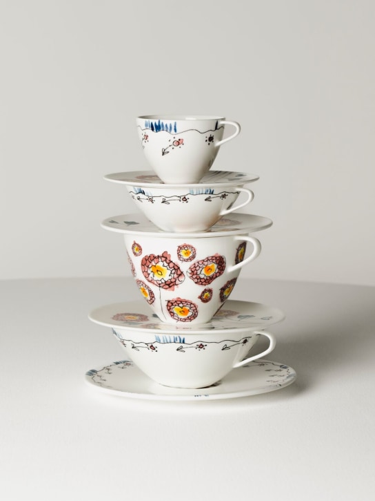 Marni By Serax: Set of 2 Anemone Milk cups & saucers - Bunt - ecraft_1 | Luisa Via Roma