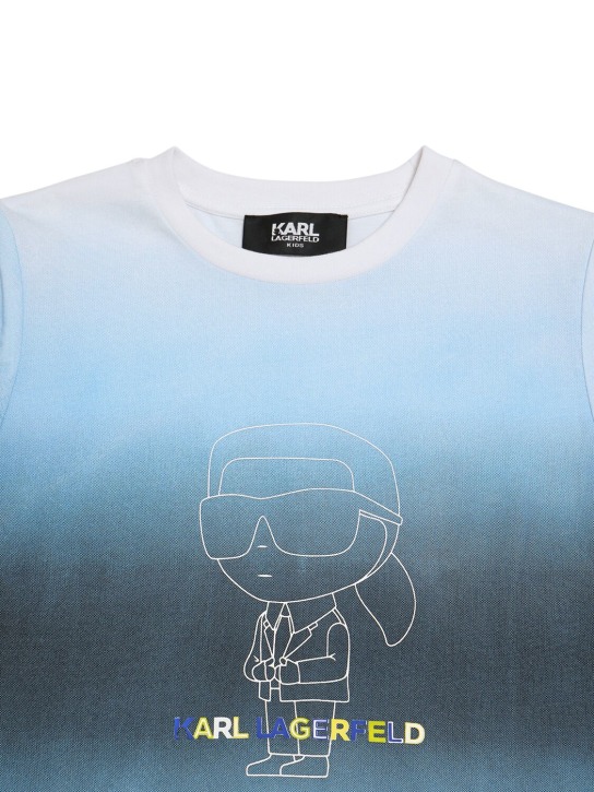 Karl Lagerfeld: 코튼 저지 티셔츠 - 화이트/블루 - kids-boys_1 | Luisa Via Roma