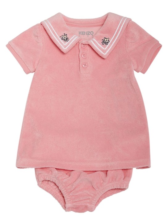 Kenzo Kids: Cotton blend terry dress & briefs - Pink - kids-girls_0 | Luisa Via Roma