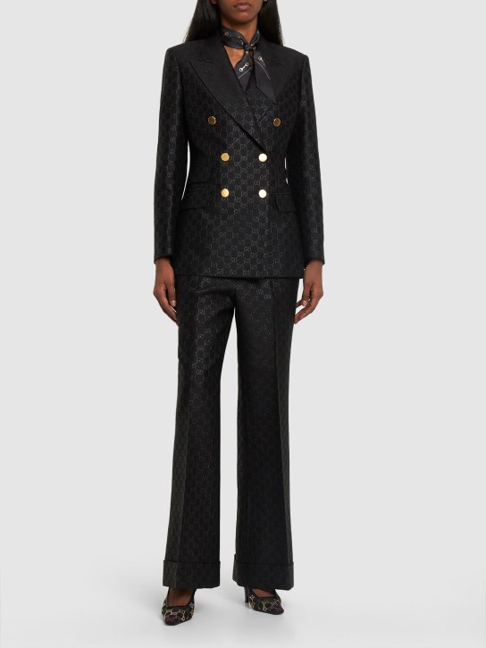 Gucci: GG wool blend pants - Siyah - women_1 | Luisa Via Roma