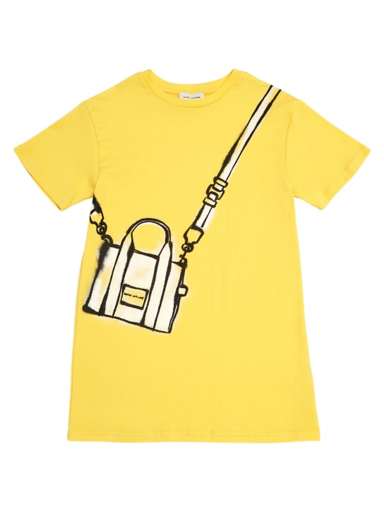 Marc Jacobs: 棉质平纹针织双面布连衣裙 - 黄色 - kids-girls_0 | Luisa Via Roma
