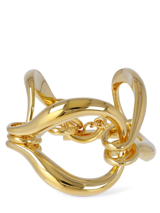 Saint Laurent: Oversize brass link bracelet - Gold - women_0 | Luisa Via Roma