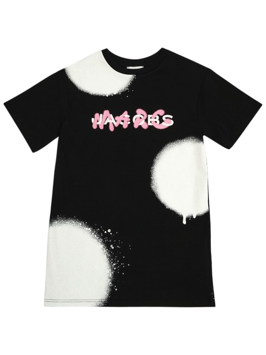 Marc Jacobs: Cotton jersey dress - Siyah - kids-girls_0 | Luisa Via Roma