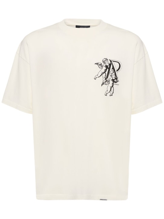 Represent: Cotton t-shirt w/ logo appliqué - White - men_0 | Luisa Via Roma