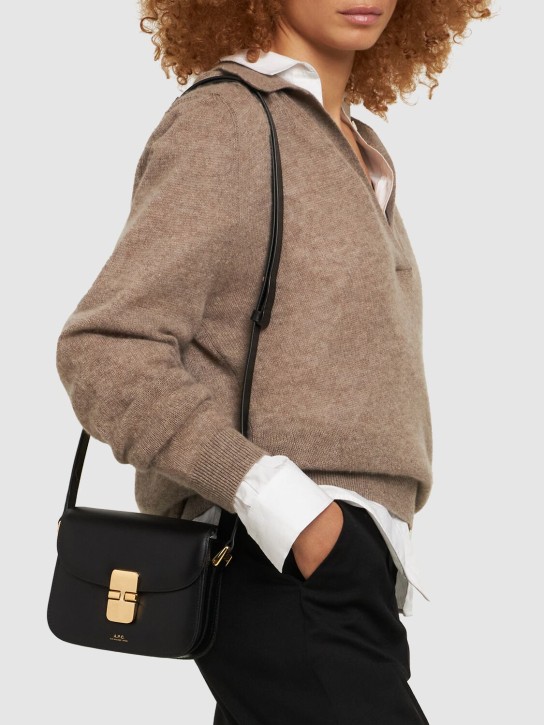 A.P.C.: Mini Grace leather shoulder bag - Lzz Black - women_1 | Luisa Via Roma