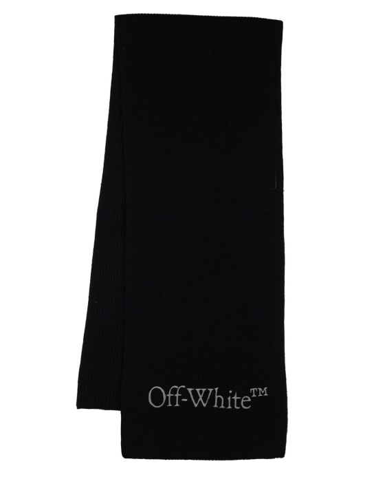 Off-White: Écharpe en maille de laine Bookish - Noir - men_0 | Luisa Via Roma