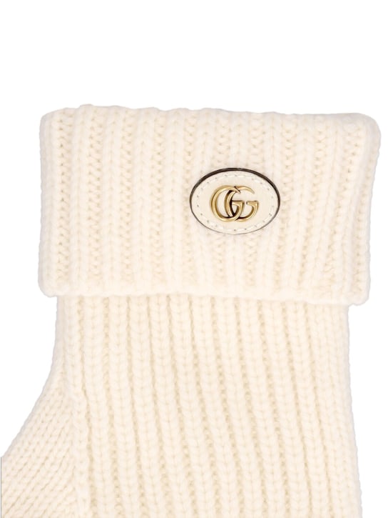 Gucci: Wool & cashmere gloves - Fil dişi rengi - women_1 | Luisa Via Roma