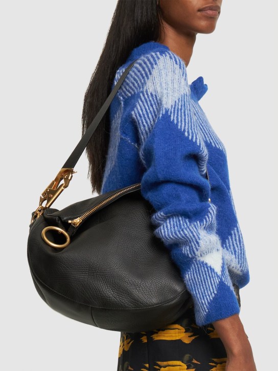 Burberry: Medium Knight grained leather bag - Black - women_1 | Luisa Via Roma