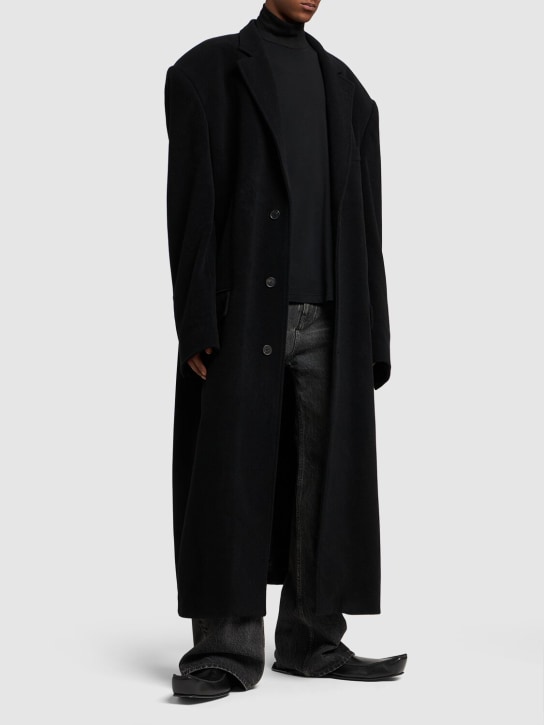 Balenciaga: 大廓型羊绒混纺大衣 - 黑色 - men_1 | Luisa Via Roma