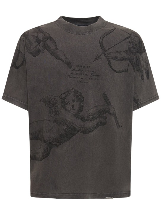 Represent: T-shirt en coton à logo - Gris - men_0 | Luisa Via Roma