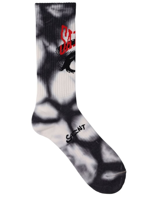 Saint Michael: Eyes tie dye socks - Siyah - men_0 | Luisa Via Roma