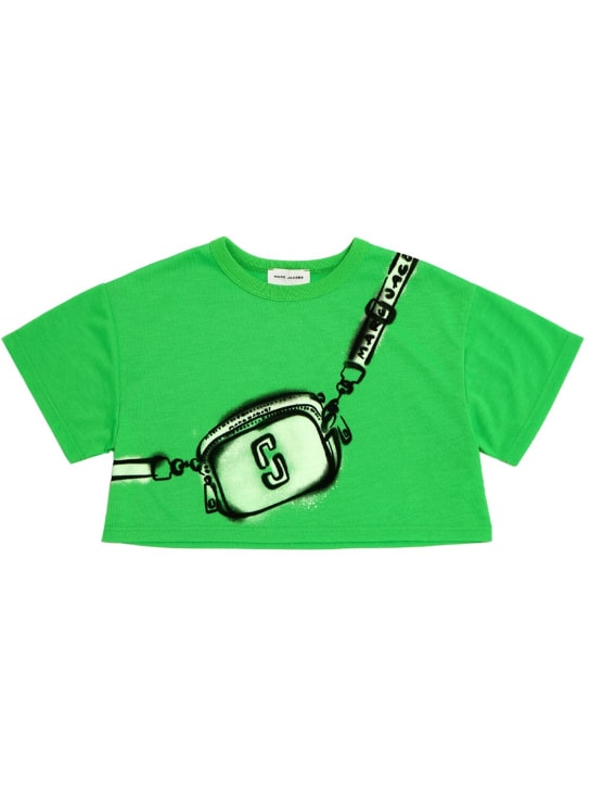 Marc Jacobs: ジャージーグロップドTシャツ - グリーン - kids-girls_0 | Luisa Via Roma