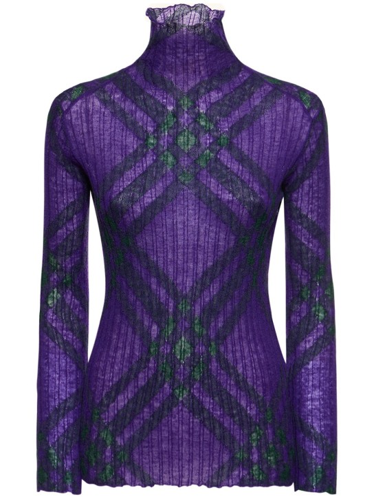 Burberry: Check turtleneck sweater - Black/Purple - women_0 | Luisa Via Roma