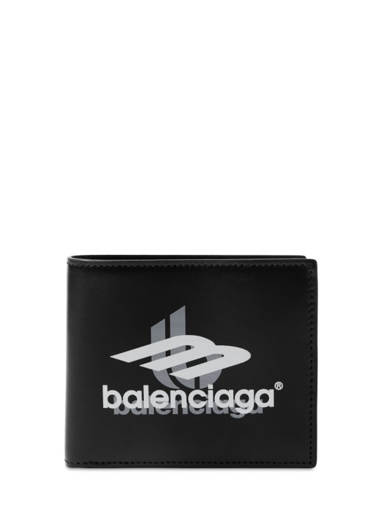 Balenciaga: Square leather folded wallet - Black - men_0 | Luisa Via Roma