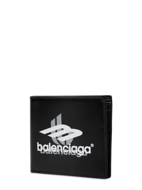 Balenciaga: Square leather folded wallet - Black - men_1 | Luisa Via Roma