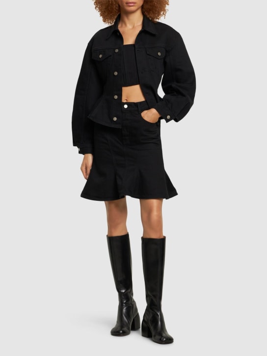 Marc Jacobs: Fluted denim mini skirt - Black - women_1 | Luisa Via Roma