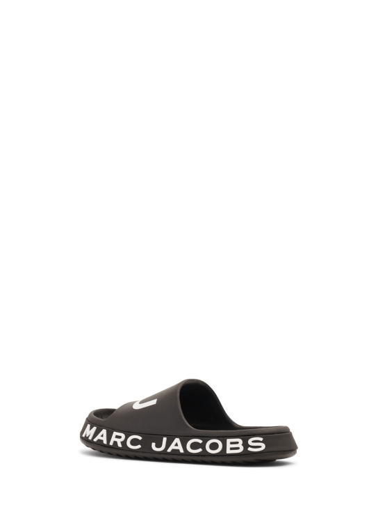 Marc Jacobs: Claquettes en caoutchouc imprimé logo - Noir - kids-girls_1 | Luisa Via Roma