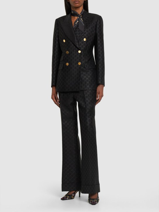 Gucci: GG lamé wool blend jacket - Black - women_1 | Luisa Via Roma