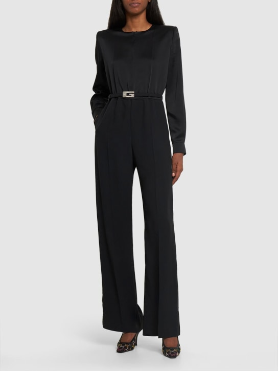 Gucci: 粘胶纤维混纺连身裤 - 黑色 - women_1 | Luisa Via Roma