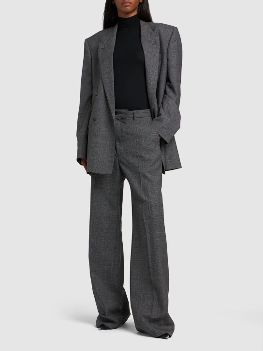 Balenciaga: Veste regular en laine - Noir/Gris - women_1 | Luisa Via Roma