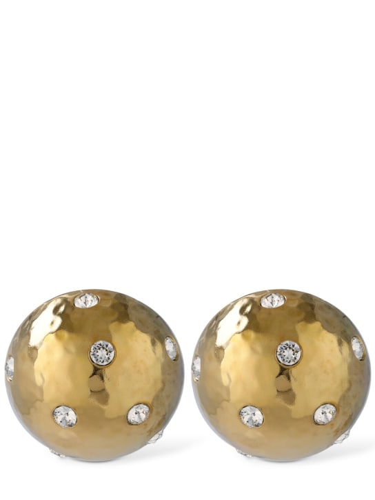Saint Laurent: Brass & crystal dome earrings - Gold/Crystal - women_0 | Luisa Via Roma