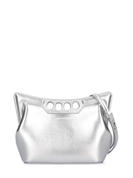 Alexander McQueen: The Mini Peak leather shoulder bag - Gümüş - women_0 | Luisa Via Roma