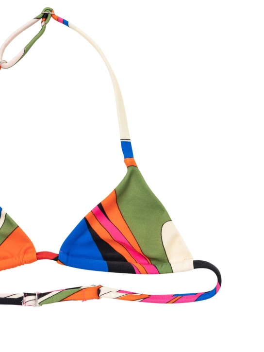 Pucci: Printed Lycra triangle bikini set - Multicolor - kids-girls_1 | Luisa Via Roma
