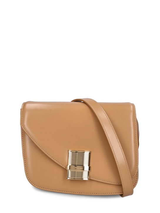 Ferragamo: Small Fiamma leather shoulder bag - Camel - women_0 | Luisa Via Roma