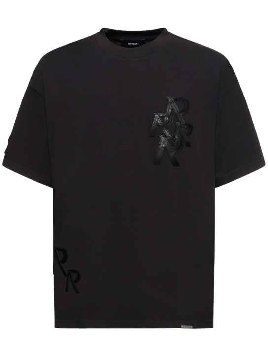 Represent: T-Shirt aus Baumwolle mit Logo - Schwarz - men_0 | Luisa Via Roma