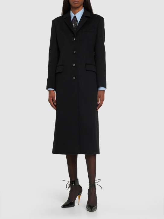 Gucci: Manteau en laine à boutonnage simple avec Horsebit - Noir - women_1 | Luisa Via Roma