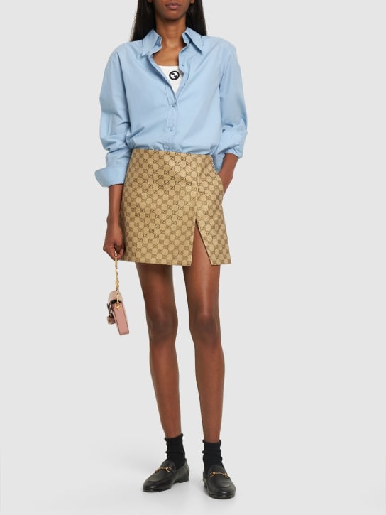 Gucci: GG glitter canvas mini skirt - women_1 | Luisa Via Roma