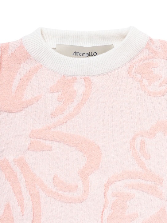 Simonetta: Cotton blend knit sweater - White/Pink - kids-girls_1 | Luisa Via Roma