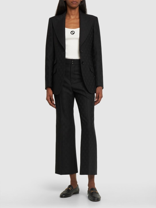 Gucci: Pantalones de lana con jacquard - Negro - women_1 | Luisa Via Roma