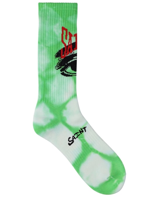 Saint Michael: Eyes tie dye socks - Green - men_0 | Luisa Via Roma