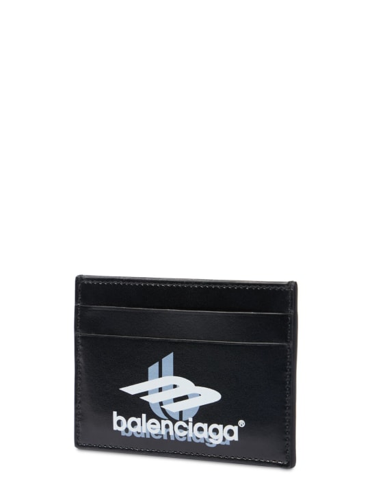 Balenciaga: Square leather card holder - Black - men_1 | Luisa Via Roma