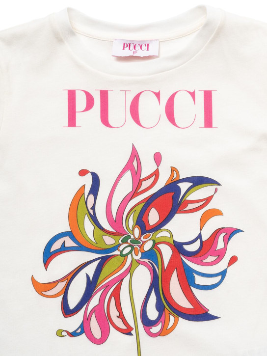 Pucci: Bedrucktes T-Shirt aus Baumwolljersey - Elfenbein - kids-girls_1 | Luisa Via Roma