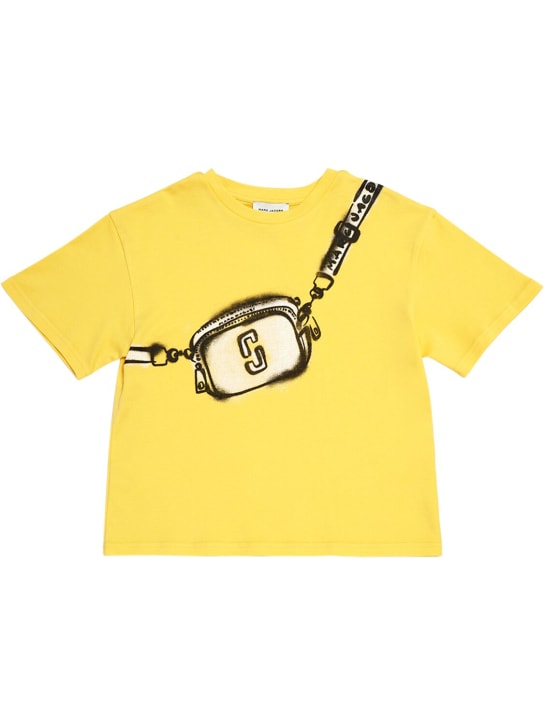 Marc Jacobs: T-shirt in jersey di cotone interlock - Giallo - kids-girls_0 | Luisa Via Roma