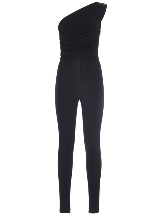 Dsquared2: Jumpsuit de jersey de viscosa fruncido - Negro - women_0 | Luisa Via Roma