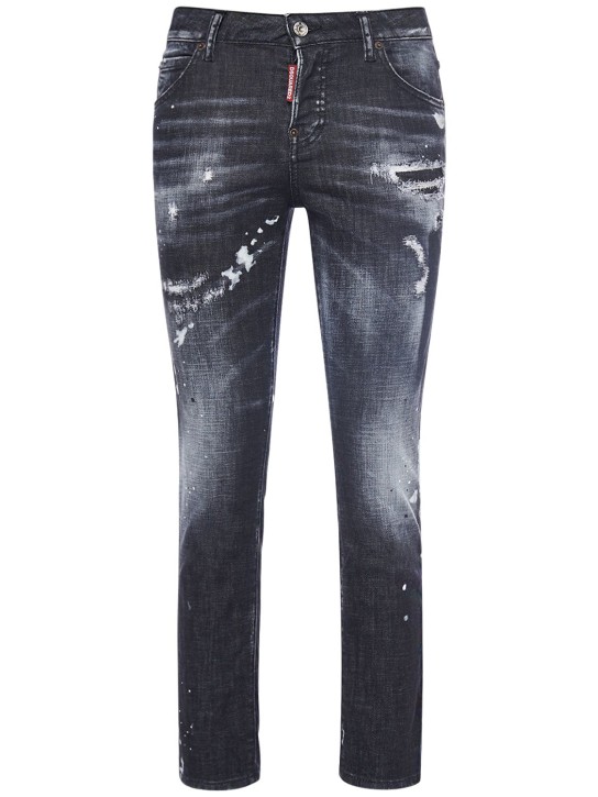 Dsquared2: Jeans skinny desgastados - Negro - women_0 | Luisa Via Roma