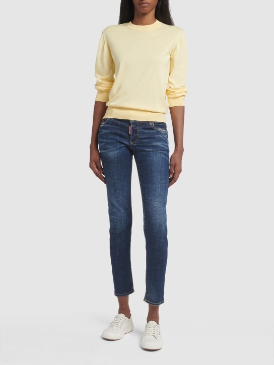 Dsquared2: Jeans skinny de denim con cintura baja - Azul - women_1 | Luisa Via Roma