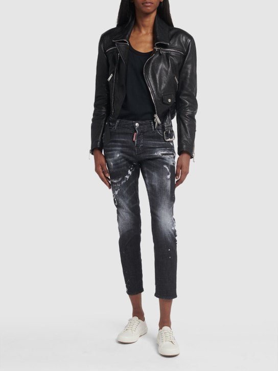 Dsquared2: Cool Girl distressed skinny jeans - Siyah - women_1 | Luisa Via Roma