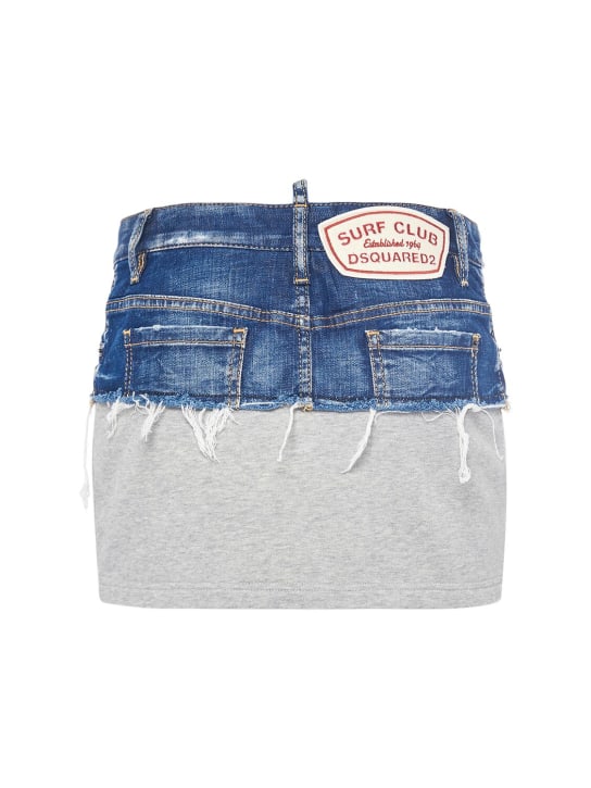 Dsquared2: Minigonna vita bassa in denim e jersey - women_4 | Luisa Via Roma