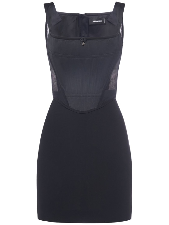 Dsquared2: Crepe cady mini corset dress - Black - women_0 | Luisa Via Roma