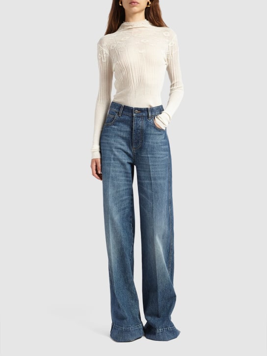 Bottega Veneta: Medium Washed denim jeans - Mid Blue - women_1 | Luisa Via Roma